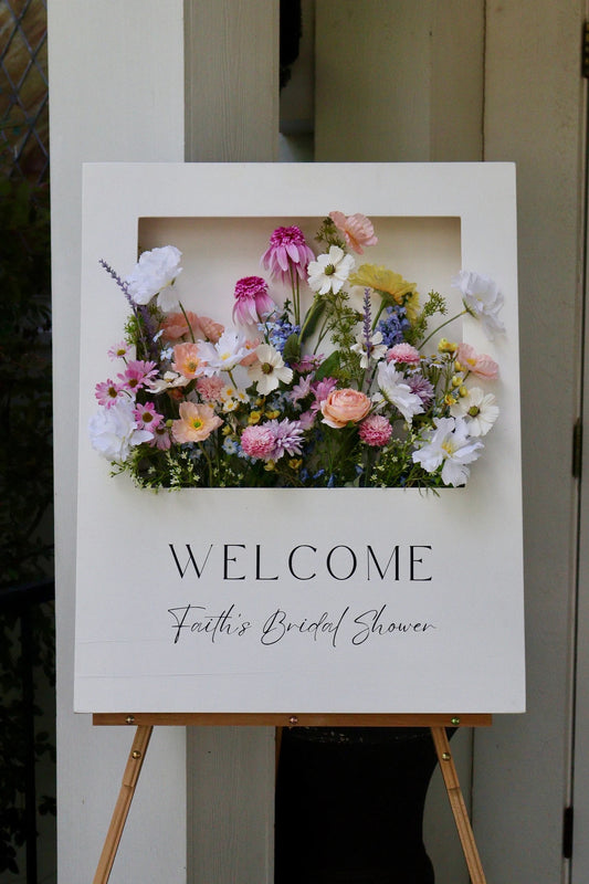Wood Welcome Box on Easel